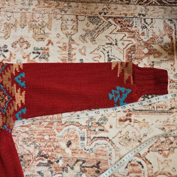 Rare VTG Polo Country Ralph Lauren Red Hand Knit Southwestern Crewneck Sweater - Picture 4 of 7